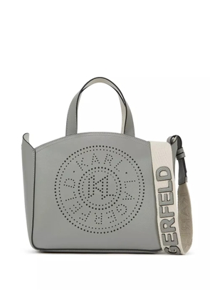 Karl Lagerfeld small K/Circle perforated tote bag - Grey