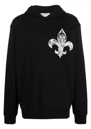 Philipp Plein Chrome skull-print cotton hoodie - Black