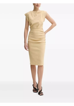 PINKO cut-out button-detail midi dress - Neutrals