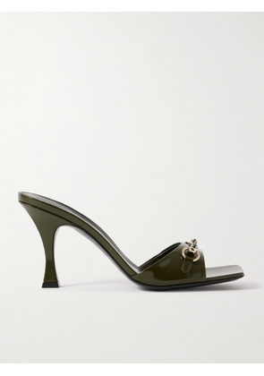 Gucci - Selene Horsebit-embellished Patent-leather Mules - Green - IT36,IT36.5,IT37,IT38,IT39,IT40,IT41,IT42