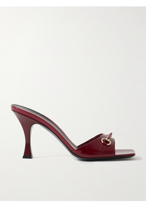 Gucci - Selene Horsebit-embellished Patent-leather Mules - Burgundy - IT36,IT37,IT38,IT39,IT40,IT40.5
