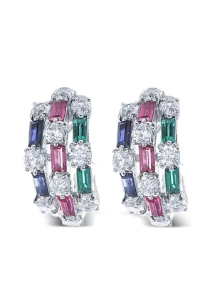 Fantasia by Deserio triple-row gemstone earrings - Silver