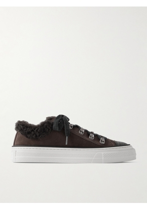 Brunello Cucinelli - Bead-embellished Shearling-lined Suede Sneakers - Brown - IT36,IT36.5,IT37,IT37.5,IT38,IT38.5,IT39,IT39.5,IT40,IT40.5,IT41