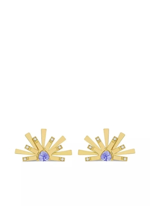 Carol Kauffmann 18K yellow gold Tanzanite Diamond Sun earrings