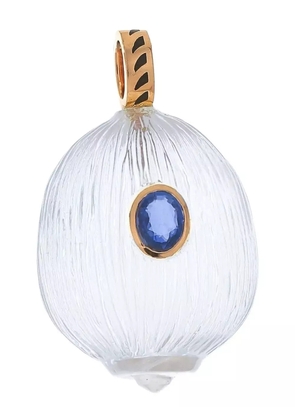 Dezso 18K rose gold Classic Carved Coquite Shell quartz and sapphire charm - Pink