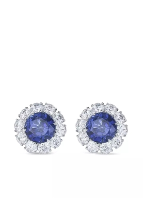 Fantasia by Deserio round blue surrounding stud earrings - White