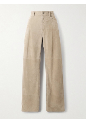 LOEWE - Suede Straight-leg Pants - Neutrals - FR 36,FR 38,FR 40,FR 42