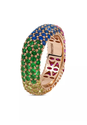 FULLORD 18K rose gold Full Pave Rainbow Sapphire Ghost ring - Pink