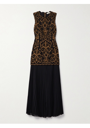 Ulla Johnson - Auryn Layered Appliquéd Taffeta, Mesh And Pleated Silk-chiffon Midi Dress - Brown - US0,US2,US4,US6,US8