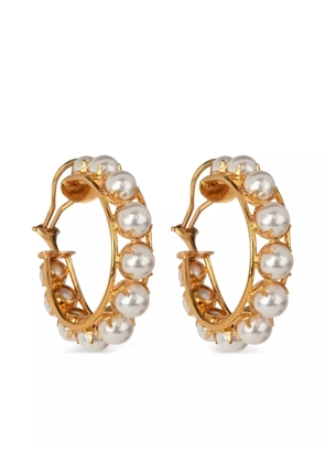 Bounkit Jewelry 14K yellow gold Akoya pearl hoop earrings