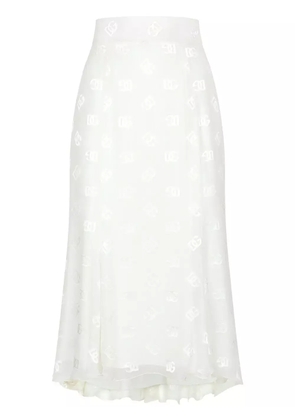 Dolce & Gabbana DG logo godet skirt - White