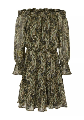 PINKO paisley off-shoulder midi dress - Green