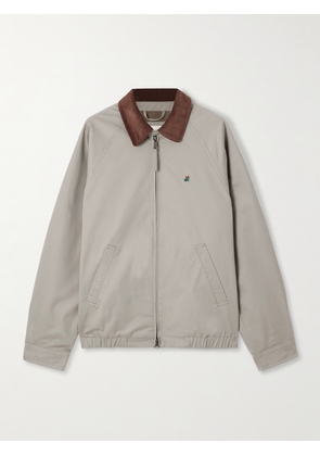 Aimé Leon Dore - Corduroy-trimmed Embroidered Cotton-twill Jacket - Gray - x small,small,medium