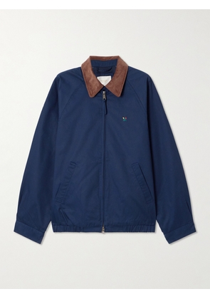Aimé Leon Dore - Embroidered Corduroy-trimmed Cotton-twill Blouson Jacket - Blue - x small,small,medium