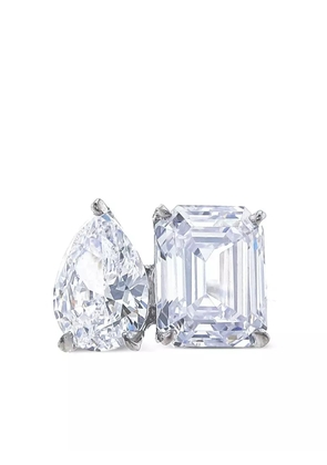 Fantasia by Deserio 14K white gold Toi et Moi cubic zirconia ring - Silver