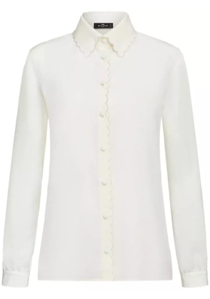 ETRO scallop-trim crepe de chine shirt - White
