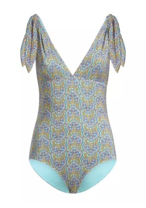 ETRO printed tie-shoulder swimsuit - Blue