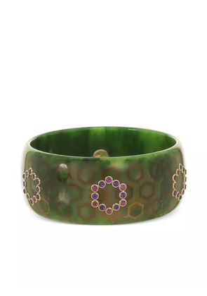 Mark Davis 18K yellow gold multi-stone Bakelite bangle bracelet - Green
