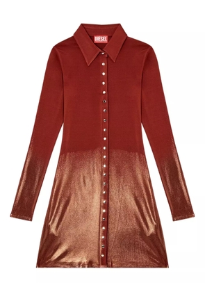 Diesel metallic-effect button-front mini day dress - Red