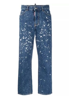 DSQUARED2 paint-splatter cropped jeans - Blue