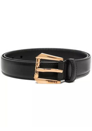 Versace logo-engraved leather belt - Black