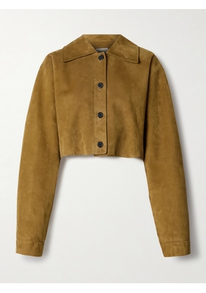 KHAITE - Sue Cropped Suede Jacket - Brown - US0,US2,US4,US6