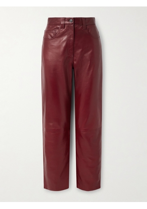 KHAITE - Callum Leather Straight-leg Pants - Red - US0,US2,US4,US6,US8