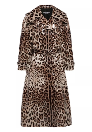 Dolce & Gabbana leopard-print belted trench coat - Neutrals