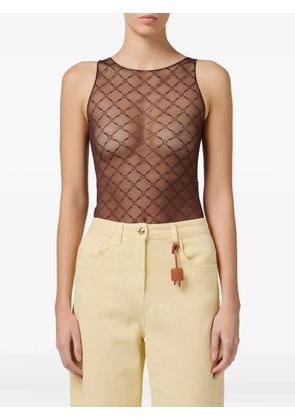 Elisabetta Franchi jacquard-tulle bodysuit - Brown