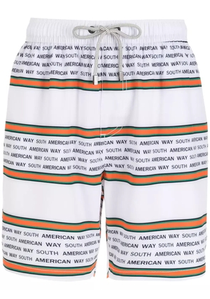 Amir Slama striped drawstring swim shorts - White