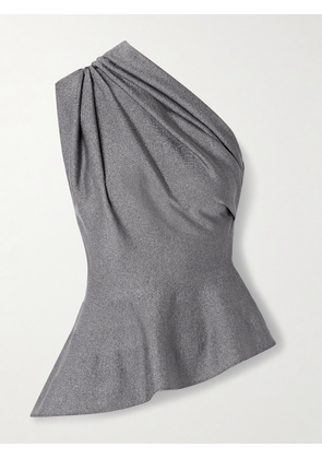 KHAITE - Aimee Asymmetric One-shoulder Draped Lurex Peplum Top - Silver - x small,small,medium,large