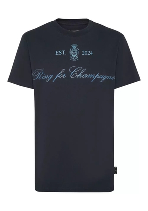 Philipp Plein Stones embroidered-crest T-shirt - Blue
