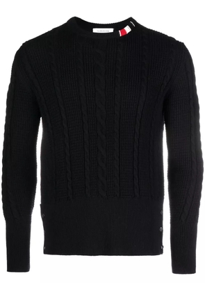 Thom Browne RWB-stripe cable-knit wool jumper - Blue