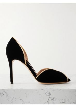 Gianvito Rossi - 95 Metallic Leather-trimmed Velvet Pumps - Black - IT36,IT36.5,IT37,IT37.5,IT38,IT38.5,IT39,IT39.5,IT40,IT40.5,IT41,IT41.5,IT42