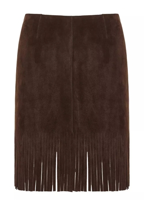 ETRO fringe suede skirt - Brown