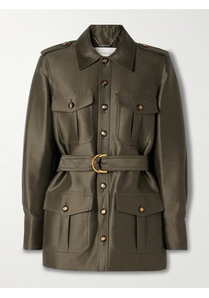 Zimmermann - Rebellion Belted Wool And Silk-blend Jacket - Green - 00,1,2,3