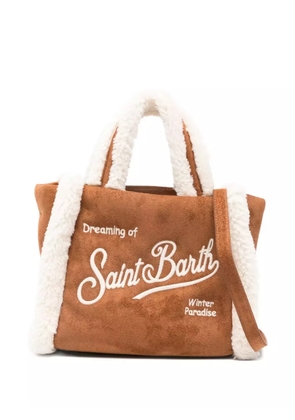 MC2 Saint Barth mini Vanity shearling-trim tote bag - Brown