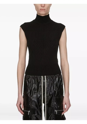 Rick Owens ribbed turtleneck sleeveless top - Black