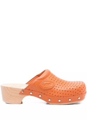 Balenciaga x Scholl 40mm perforated leather clogs - Orange
