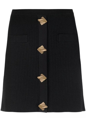 Self-Portrait ribbed-knit mini skirt - Black