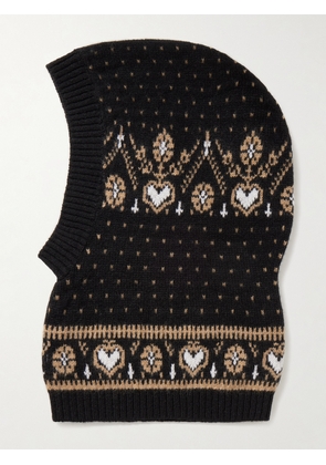 KHAITE - Caspian Fair Isle Cashmere Balaclava - Black - One size