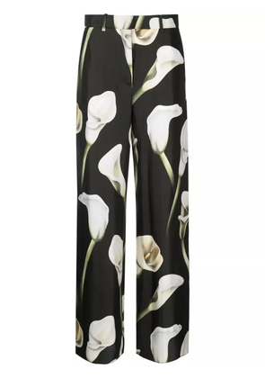 Lanvin Calla Lily-print silk trousers - Green