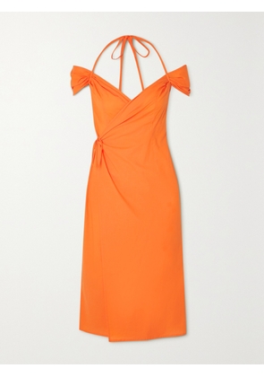 IOANNES - Romeo Cold-shoulder Cotton Halterneck Wrap Dress - Orange - FR 34,FR 36,FR 38,FR 40,FR 42