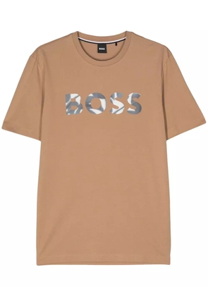 BOSS logo-print cotton T-shirt - Neutrals