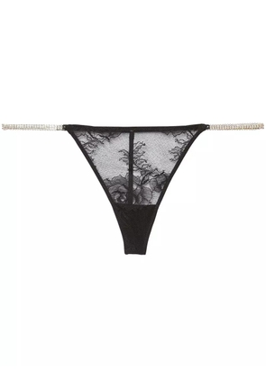 Fleur Du Mal Crystal Bouquet lace V-string - Black