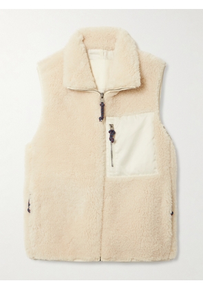 Tory Burch - Shell-trimmed Fleece Vest - Ivory - x small,small,medium,large,x large