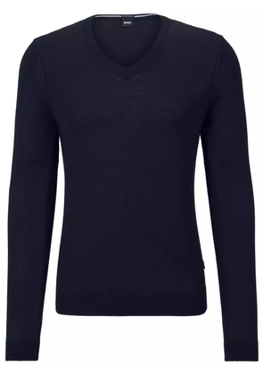 BOSS V-neck virgin wool jumper - Blue