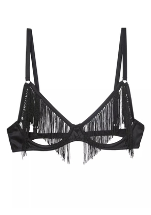 Fleur Du Mal Fringe ouvert bra - Black