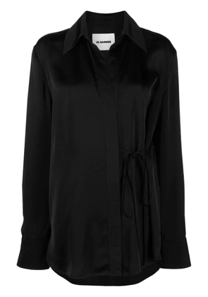 Jil Sander tie-fastening wrap shirt - Black