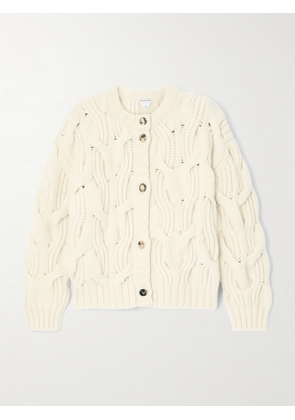 Bottega Veneta - Cropped Cable-knit Wool Cardigan - Cream - x small,small,medium